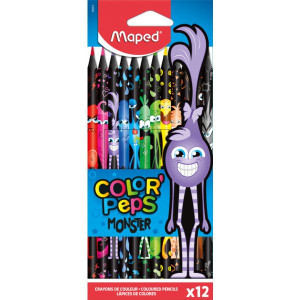Цветни моливи Maped Color Peps Black Monster, 12 цвята
