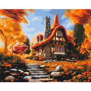 Рисуване по номера Есенна хижа, с подрамка, 40х50 см.
