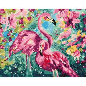 Рисуване по номера Цветно фламинго, с подрамка, 40х50 см.