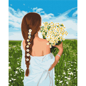 Рисуване по номера Момиче в цветя, с подрамка, 40х50 см.