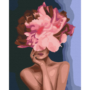 Рисуване по номера Момиче с цвете на главата, с подрамка, 40х50 см.