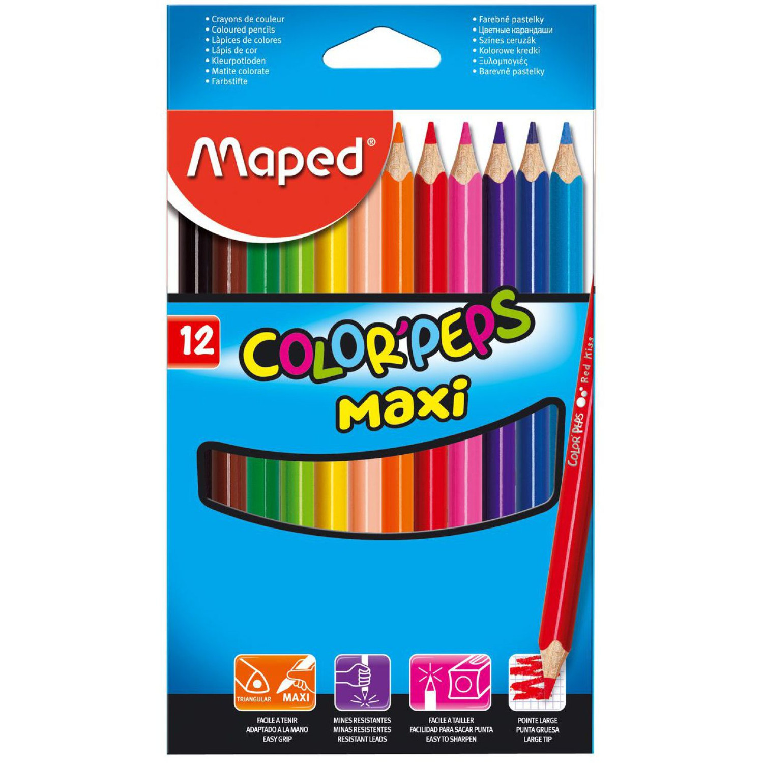 Цветни моливи Maped Maxi, 12 цвята