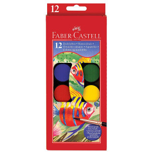 Акварелни бои Faber-castell в голяма кутия, 12 цвята
