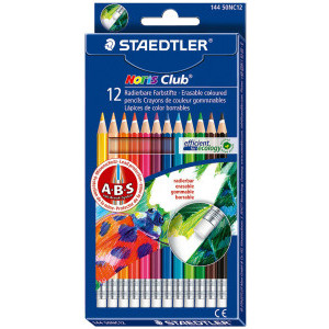Цветни моливи Staedtler Noris Club 144 50, с гума, 12 цвята