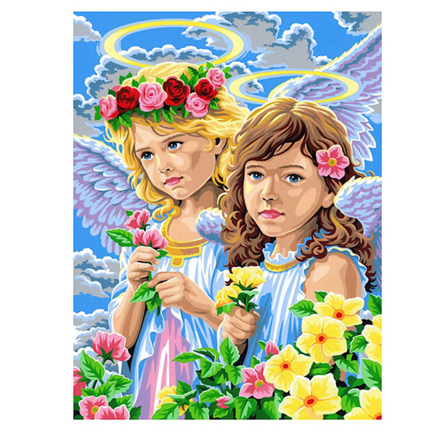 Рисуване по номера с акрилни бои "Ангели"