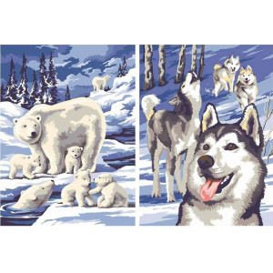 Рисуване по номера - две картини, Животни през зимата