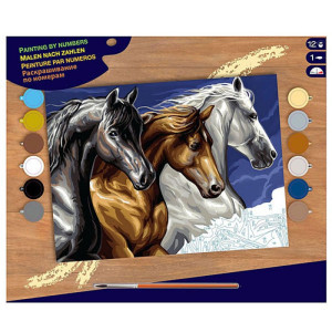 Рисуване по номера - голям размер "Диви коне"