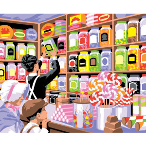 Рисуване по номера - голям размер "Магазин за сладки"