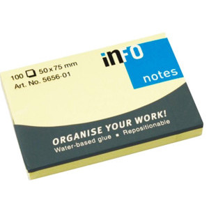 Самозалепващи листчета Info notes 100x75 mm, жълти