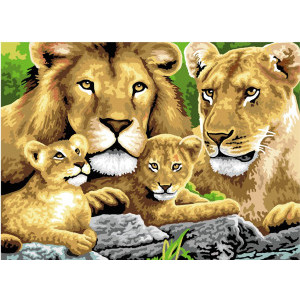 Рисуване по номера Лъвове, Junior Large, с акрилни бои 39х30 см.