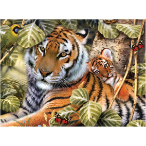 Рисуване по номера Тигри, Junior Large, с акрилни бои 39х30 см.