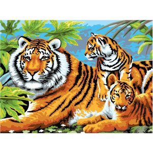 Рисуване по номера Тигри, Junior Large, с акрилни бои 39х30 см.
