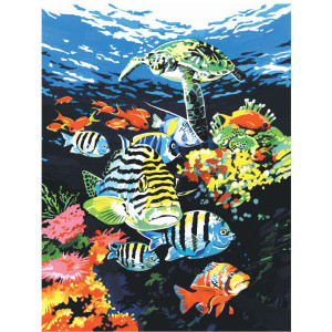 Рисуване по номера Океански дълбини, с акрилни бои върху платно, 23х30 см.