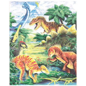 Рисуване по номера Динозаври, с цветни моливи, 29.9х22.2