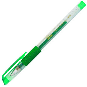 Гел химикалка глитер Marvy Uchida, зелена, 0.7 мм