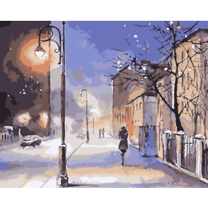 Рисуване по номера Вечерна снежна буря, с подрамка, 40х50 см.