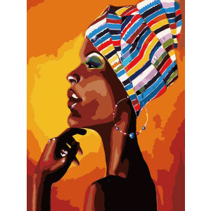 Рисуване по номера Портрет на Африканка, с подрамка, 40х50 см.