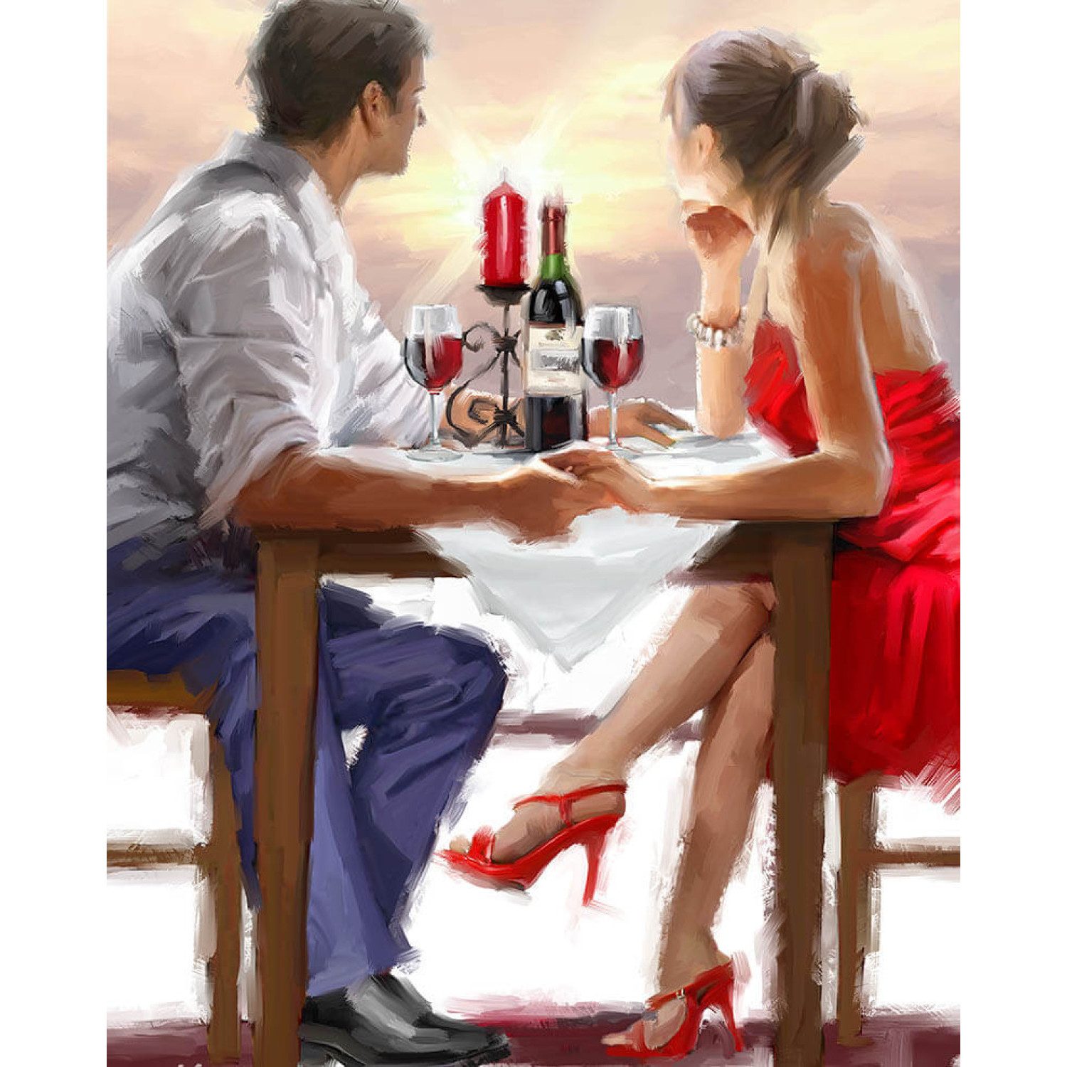 Рисуване по номера Романтична вечеря, с подрамка, 40х50 см.