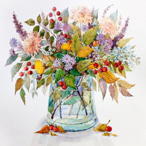 Рисуване по номера Есенни цветя, с подрамка, 40х50 см.