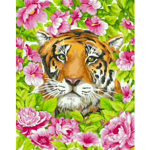 Рисуване по номера Романтичен тигър, с подрамка, 40х50 см.