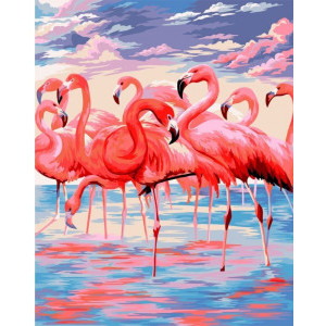 Рисуване по номера Розово езеро, с подрамка, 40х50 см.