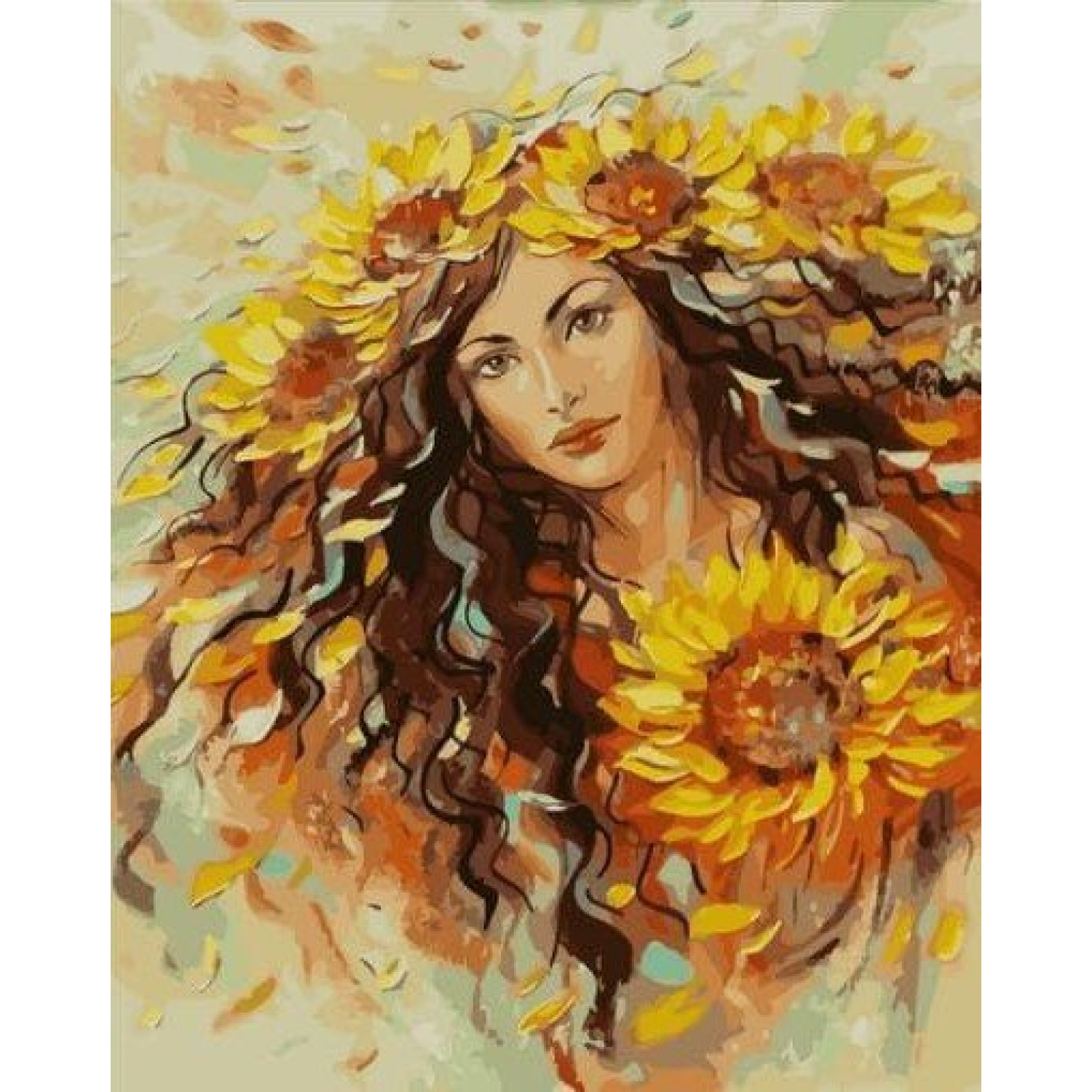 Рисуване по номера Слънце в косите (по оригинал на Миглена Кирилова), с подрамка, 40х50 см.