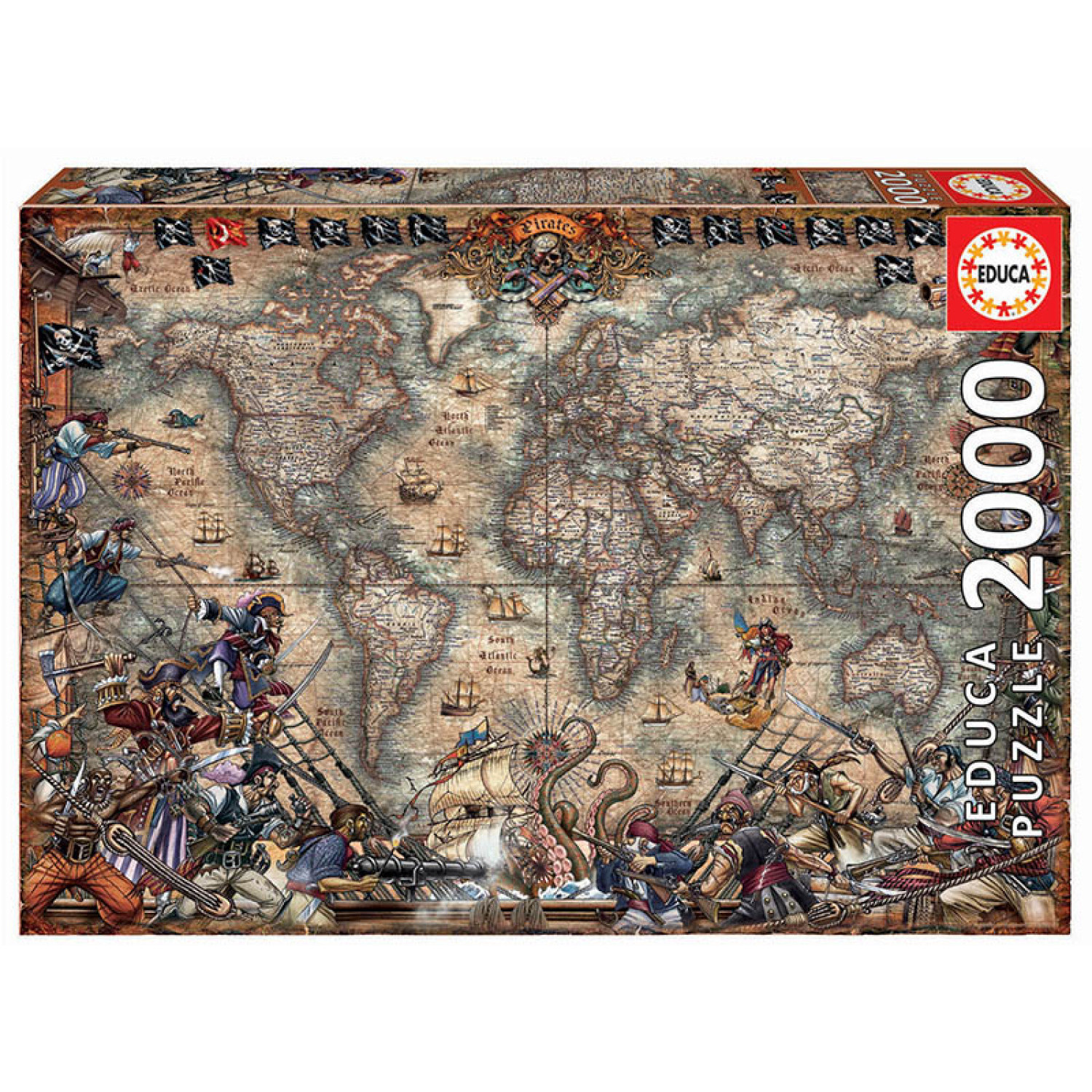 Пъзел Educa Карта на пирати, 2000 елемента, 18008