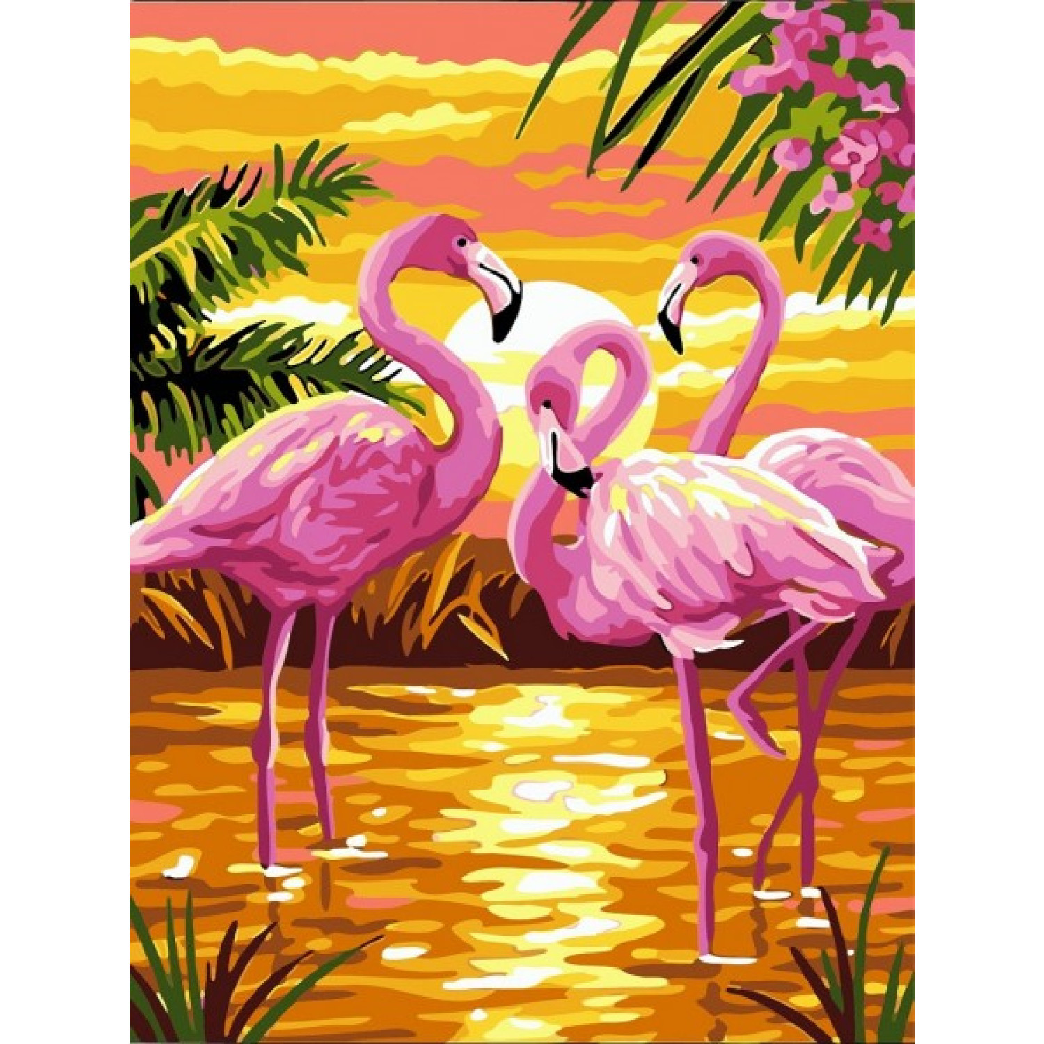 Рисуване по номера Pink Flamingos, с подрамка, 40х50 см.