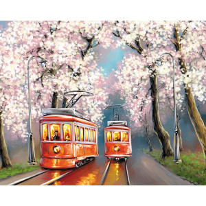 Рисуване по номера Spring trams, с подрамка, 40х50 см.