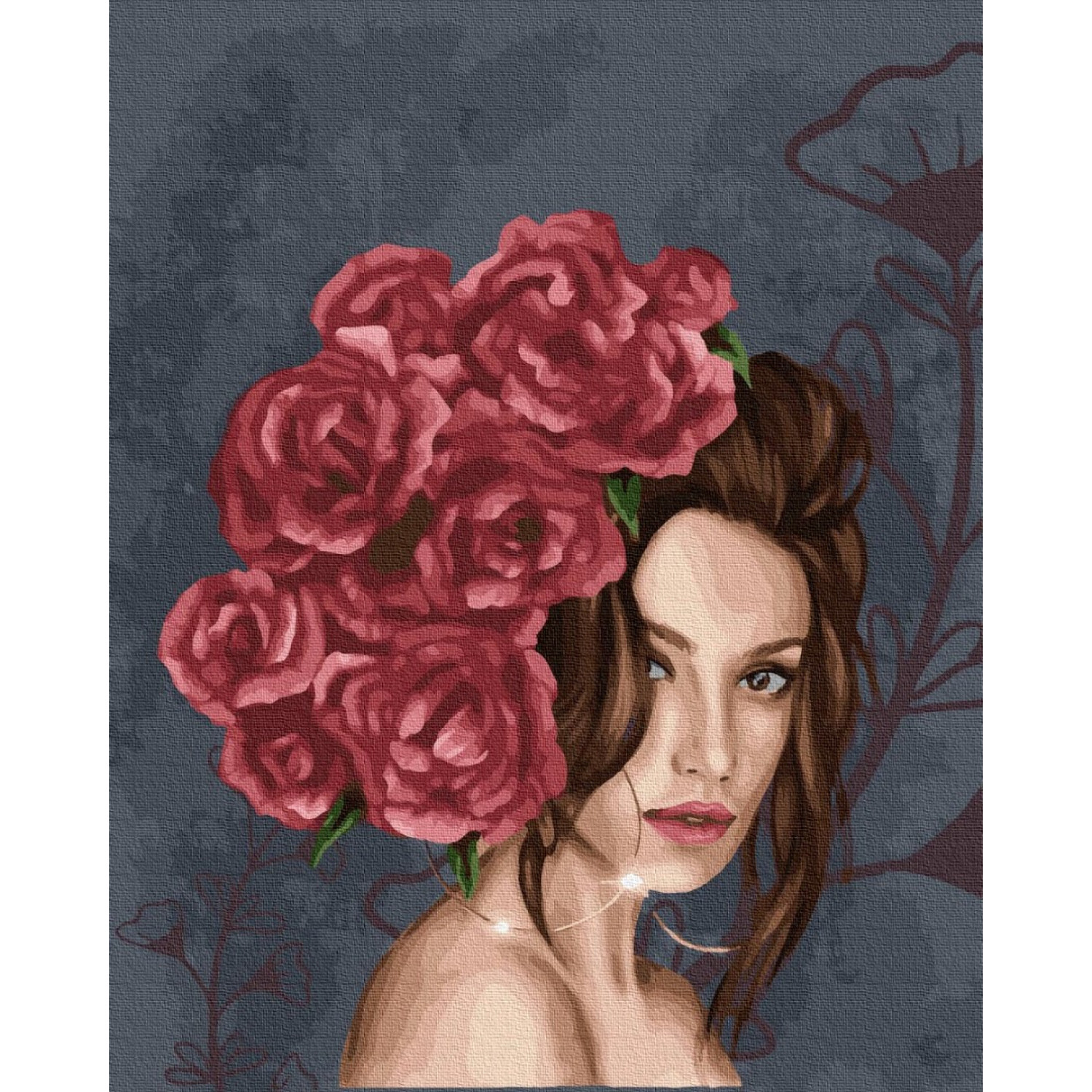 Рисуване по номера Дама с рози, с подрамка, 40х50 см.