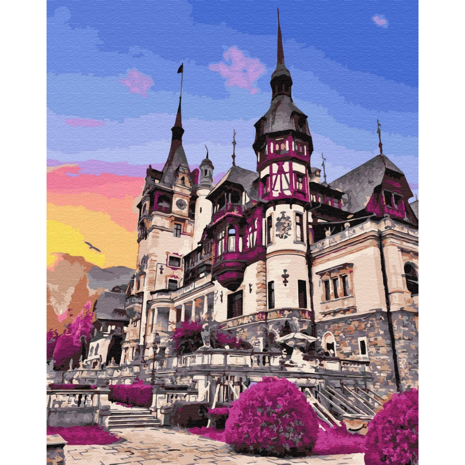 Рисуване по номера Замъкът Пелеш, Румъния, с подрамка, 40х50 см.