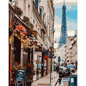 Рисуване по номера Париж зад ъгъла, с подрамка, 40х50 см.