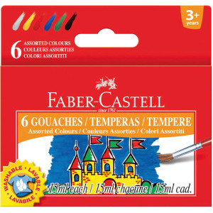 Темперни бои Faber-castell, 6 цвята