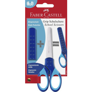 Ножица Faber-Castell с предпазител, синя