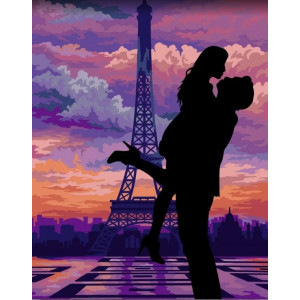 Рисуване по номера Целувка в Париж, с подрамка, 40х50 см.