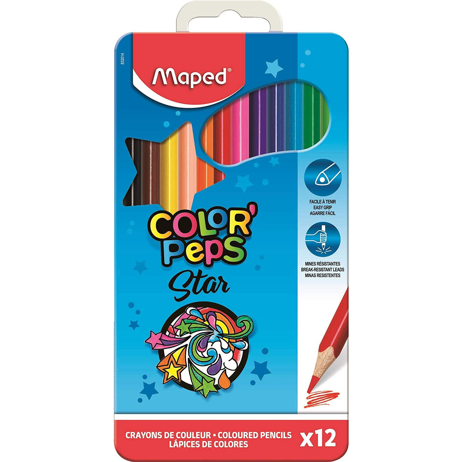 Цветни моливи Maped Color Peps метална кутия, 12 цвята