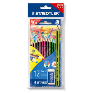 Цветни моливи Staedtler Noris Colour 12 цвята+Noris eco+гума