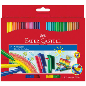 Флумастери Faber-Castell Connector, 20 цвята