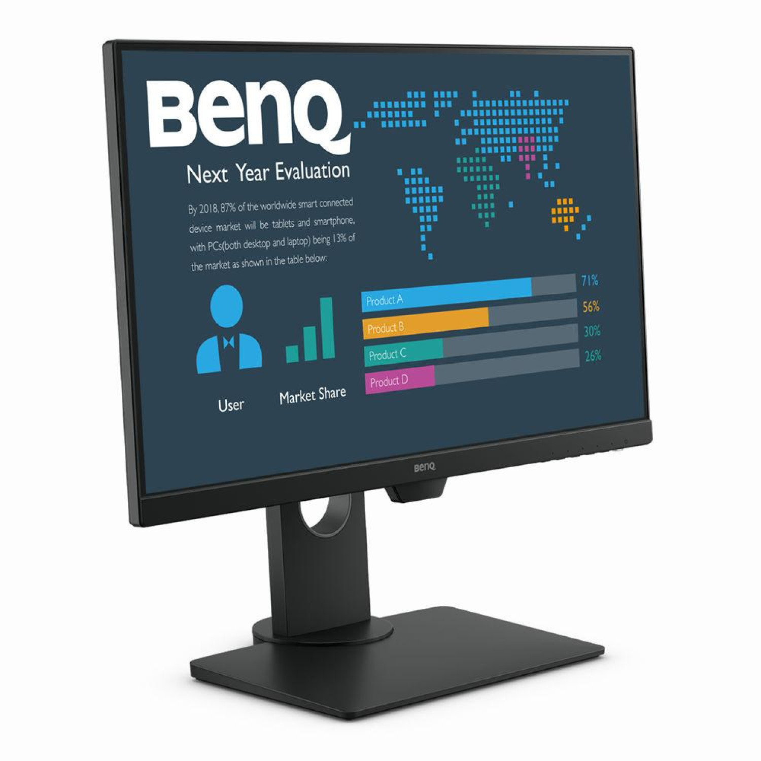 Монитор BenQ BL2480T, IPS, 23.8 inch, Wide, Full HD, D-sub, HDMI, DisplayPort, Черен