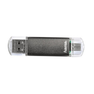 USB памет HAMA Laeta Twin 123926, 64GB, USB2.0, Сив