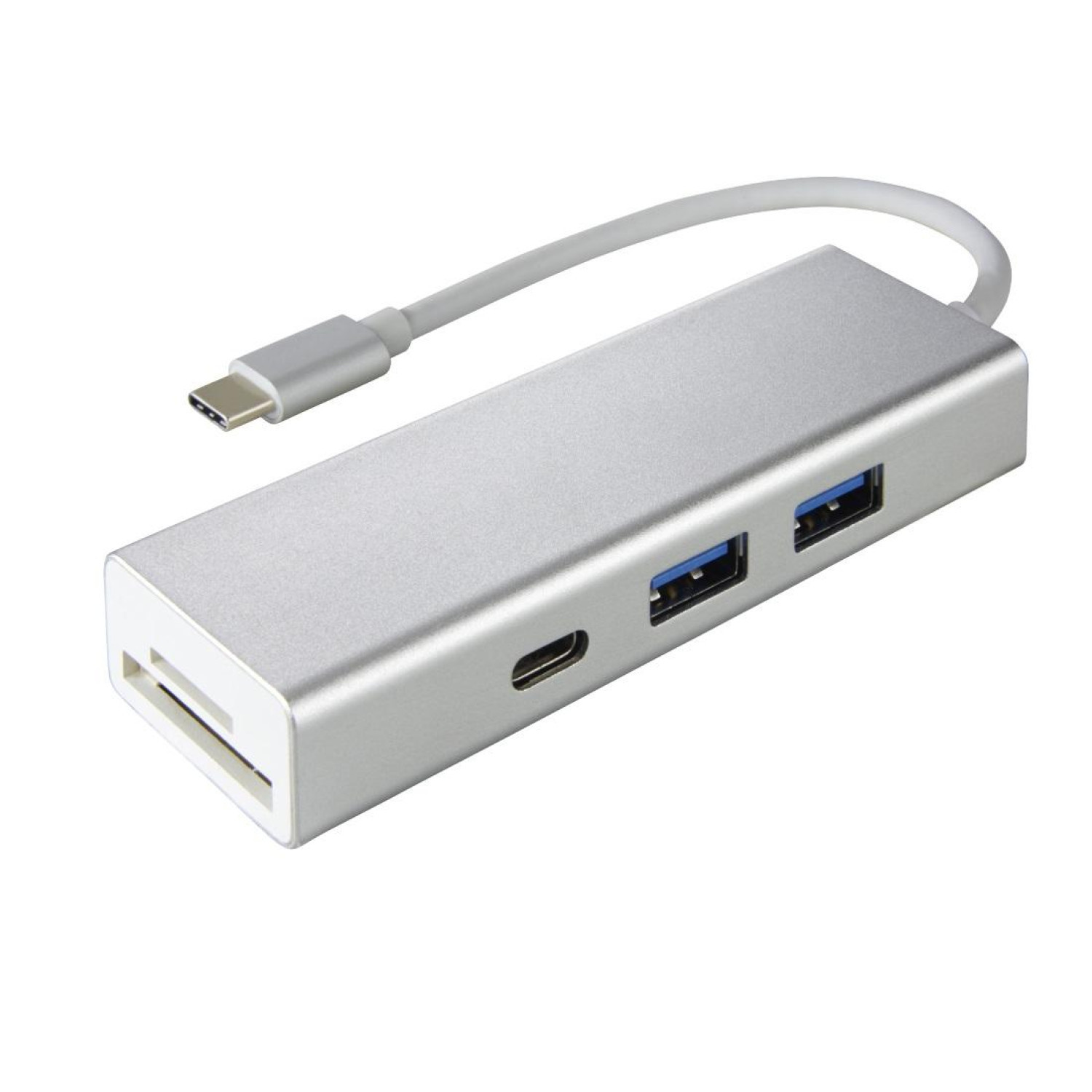 4-портов хъб USB 3.1 Type-C HAMA Aluminium, 2 x USB-A, 1 x USB-C, Card Reader, Сребрист