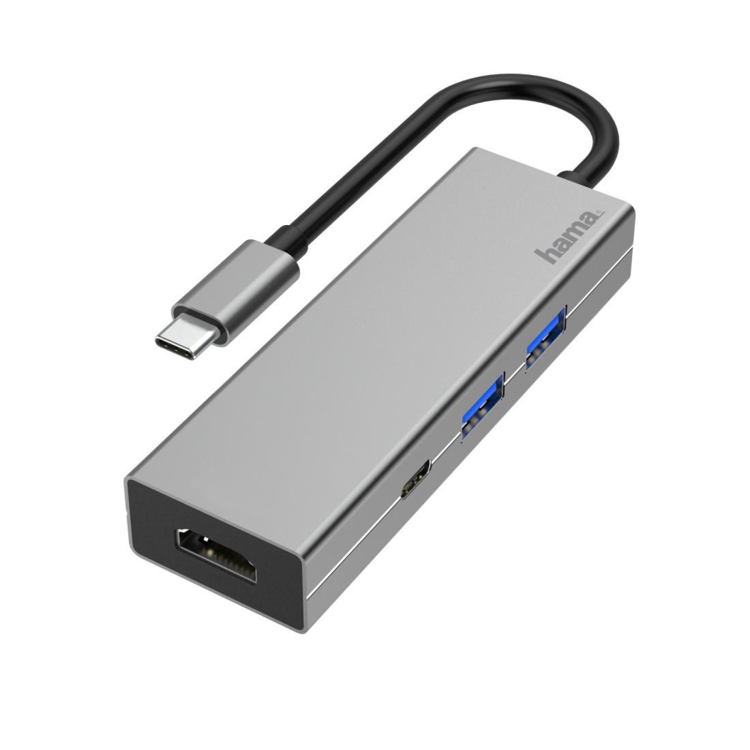 4-портов хъб USB-C HAMA, USB 3.1 Gen1, 2 x USB-A, 1 x USB-C, 1х HDMI, Сребрист