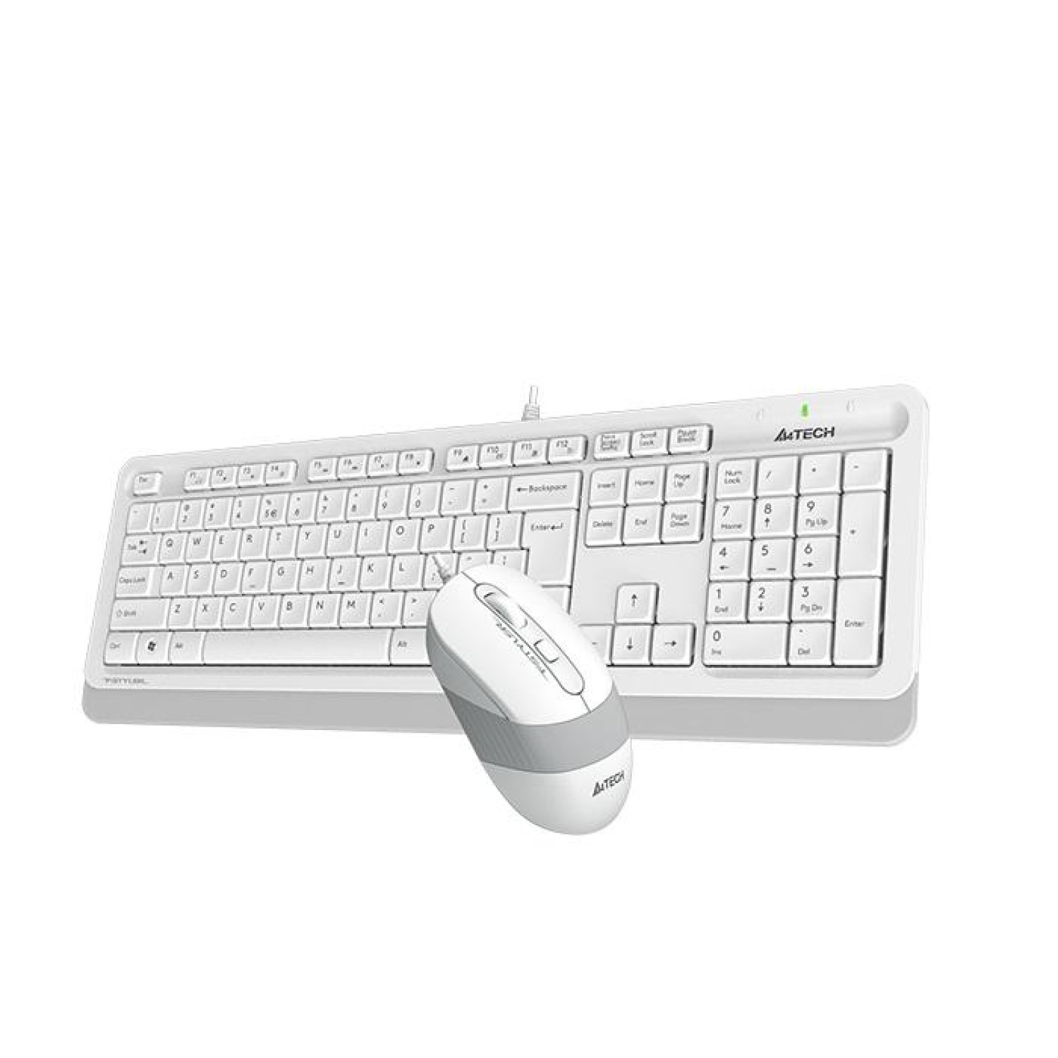 Комплект клавиатура и мишка A4TECH Fstyler F1010, с кабел, USB, Бял