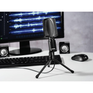 Настолен микрофон HAMA MIC-USB Allround, за PC/лаптоп, USB, Черен