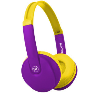Блутут детски слушалки Maxell KIDZ HP-BT350, малък размер, Виолетов/Жълт
