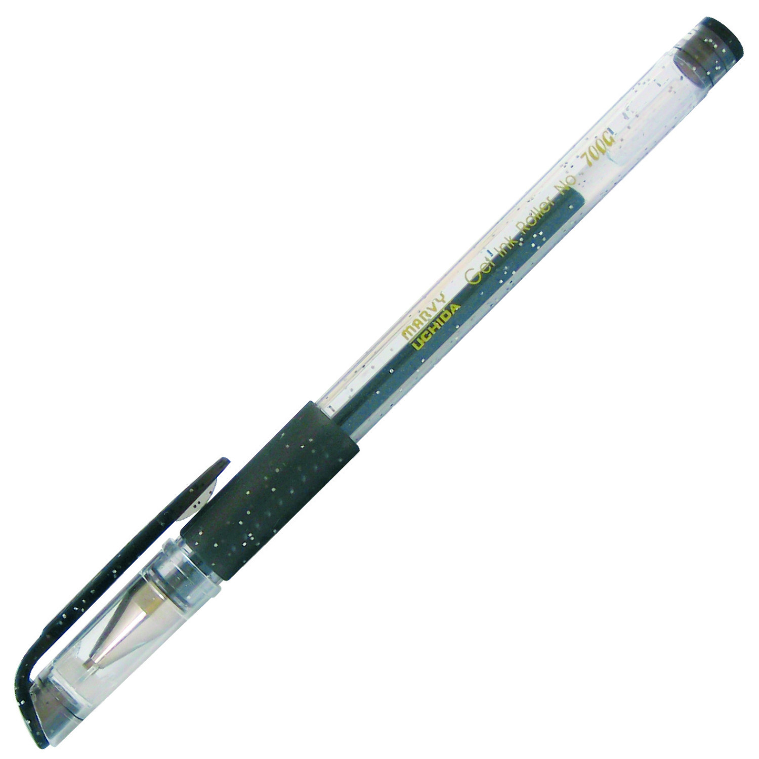 Гел химикалка глитер Marvy Uchida, черна, 0.7 мм