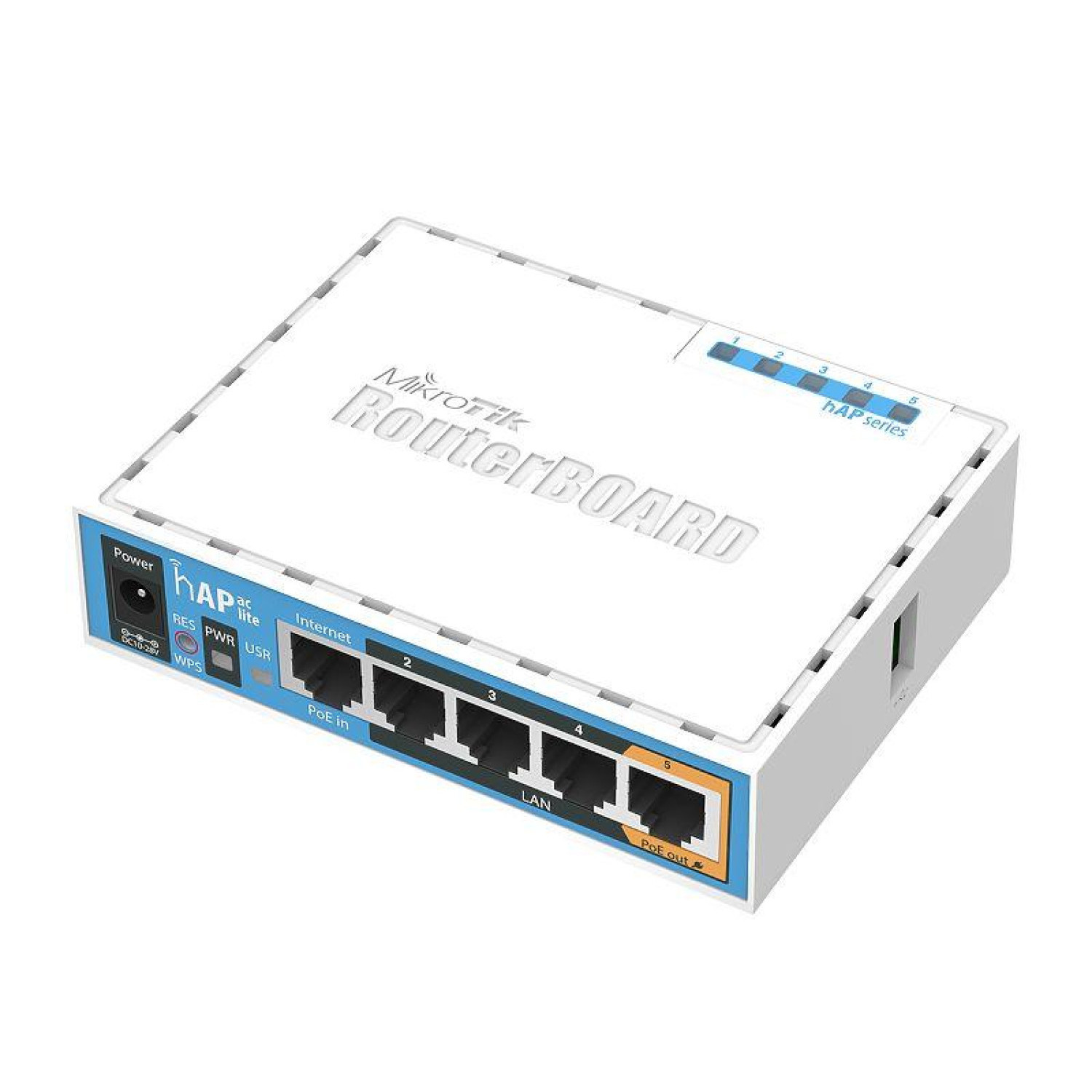 Безжичен Access point MiKrotik RB952Ui-5ac2nD, 5 x 10/100 Mbps, USB-A, PoE, Бял