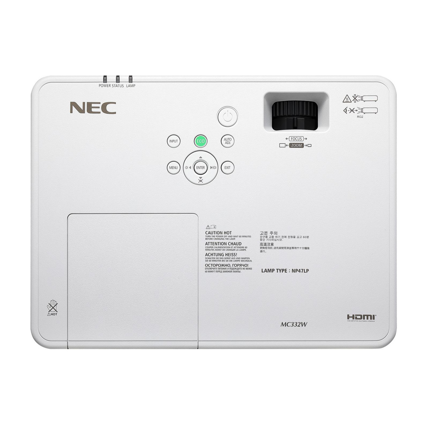 Видеопроектор NEC MC332W,3LCD; 3400ANSI, 1280 x 800,16000:1, 2xHDMI, VGA, LAN, USB