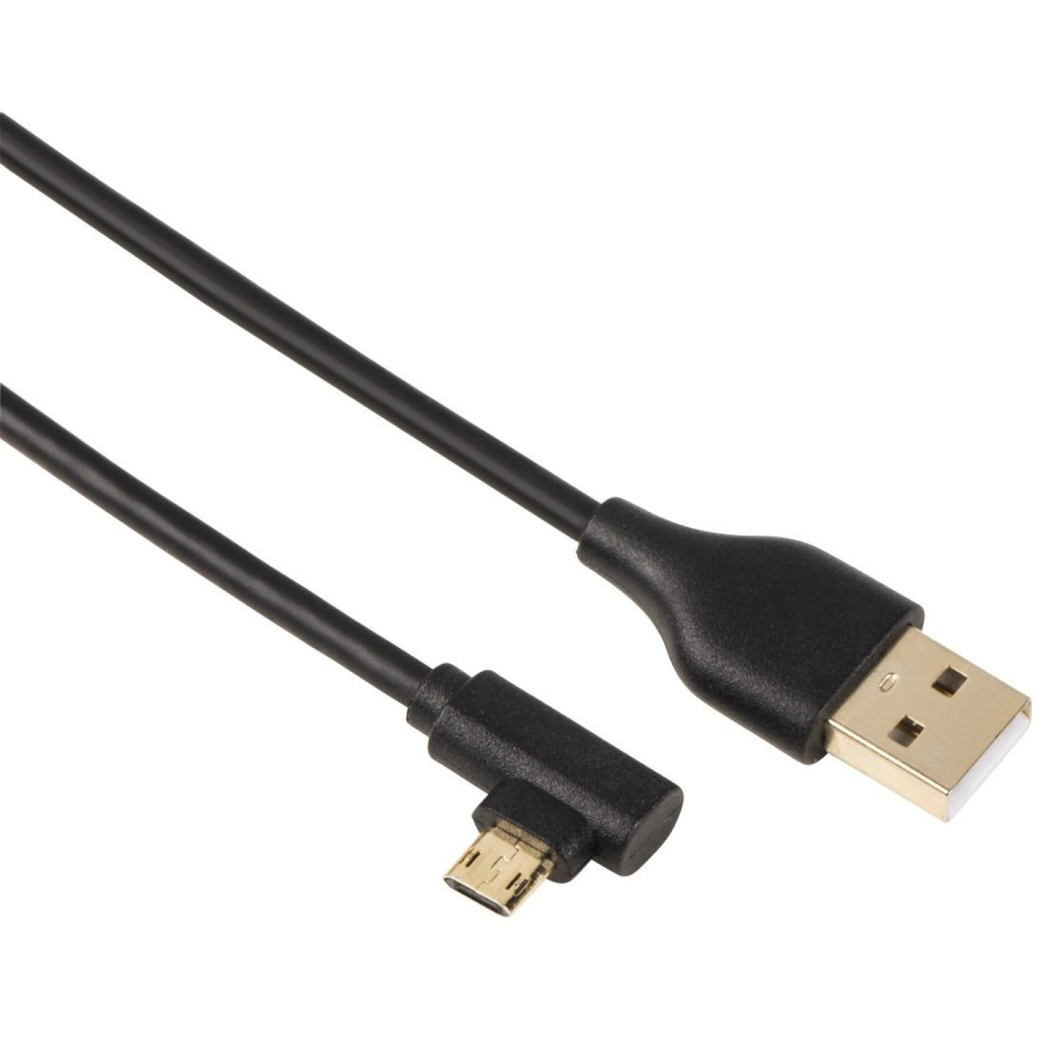 Кабел HAMA USB 2.0 -A мъжко - Micro-USB мъжко, 90°, 1 м, 3 звезди, Черен