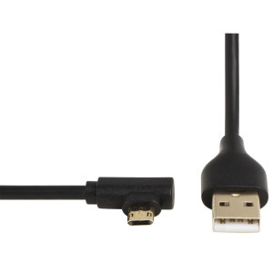 Кабел HAMA USB 2.0 -A мъжко - Micro-USB мъжко, 90°, 1 м, 3 звезди, Черен